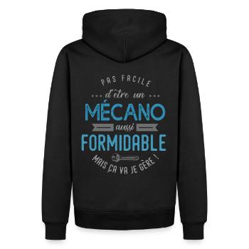 mécanisien mécano formidable - Sweat à capuche Premium bio Homme - noir - Dos - Nico (187cm)