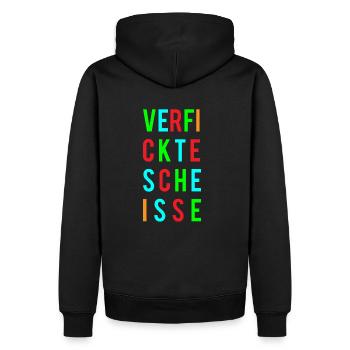 Verfickte Scheisse - Bunt - Männer Premium Bio Hoodie - Schwarz - Hinten - Nico (187cm)