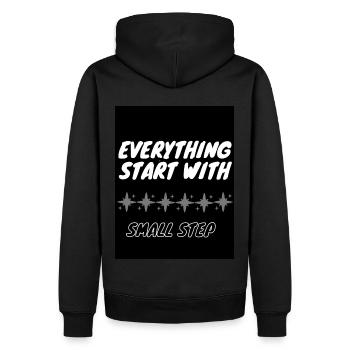 Everything start with Small Step - Männer Premium Bio Hoodie - Schwarz - Hinten - Nico (187cm)