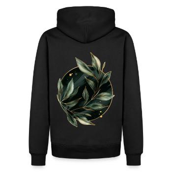 Pflanzen Blätter - Männer Premium Bio Hoodie - Schwarz - Hinten - Nico (187cm)
