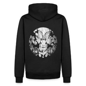 look usagé Motif de Pâques lapin de Pâques lapin - Sweat à capuche Premium bio Homme - noir - Dos - Nico (187cm)