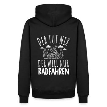 DER TUT NIX DER WILL NUR RADFAHREN SPRUCH HERREN - Männer Premium Bio Hoodie - Schwarz - Hinten - Nico (187cm)
