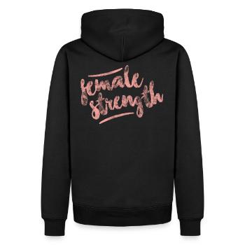 Female Strength - Men’s Premium Organic Hoodie - black - Back - Nico (187cm)
