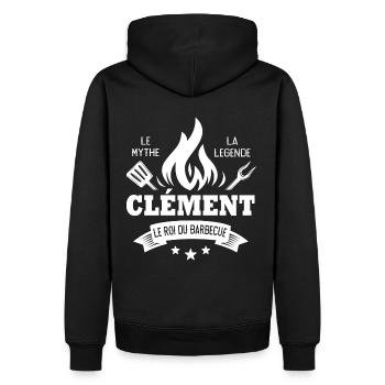 Clément barbecue Cadeau Humour personnalilé - Sweat à capuche Premium bio Homme - noir - Dos - Nico (187cm)