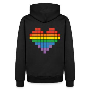 Pixel Pride Heart Tee: Love in Pixels - Men’s Premium Organic Hoodie - black - Back - Nico (187cm)