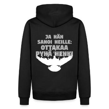 Recevez le consolateur - Finnois - Sweat à capuche Premium bio Homme - noir - Dos - Nico (187cm)