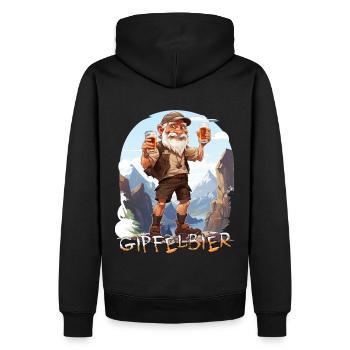 Gipfelbier - Männer Premium Bio Hoodie - Schwarz - Hinten - Nico (187cm)