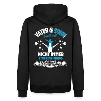 Vater und Sohn ein Herz und eine Seele - Männer Premium Bio Hoodie - Schwarz - Hinten - Nico (187cm)