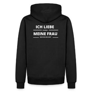 Ich liebe es wenn meine Frau mich kochen lässt - Männer Premium Bio Hoodie - Schwarz - Hinten - Nico (187cm)