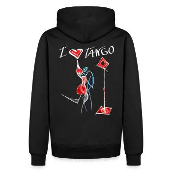 Tango, Milonga, ich liebe Tango, ich liebe ihn - Männer Premium Bio Hoodie - Schwarz - Hinten - Nico (187cm)