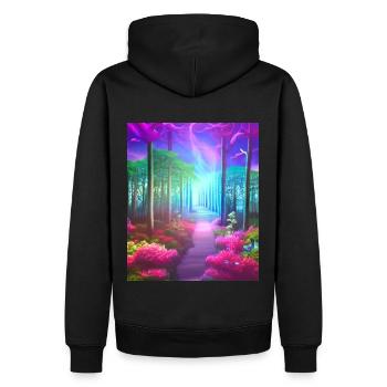 Cité forestière magique de conte de fées du futur - Sweat à capuche Premium bio Homme - noir - Dos - Nico (187cm)