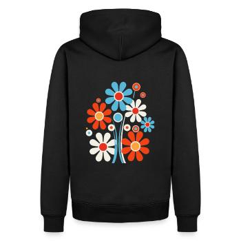 Bloom Impressions Tee - Abstract Flower Pattern - Männer Premium Bio Hoodie - Schwarz - Hinten - Nico (187cm)