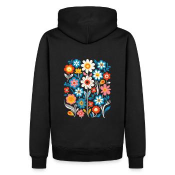 Blossom Splash T-shirt - Bold Abstract Shirt - Männer Premium Bio Hoodie - Schwarz - Hinten - Nico (187cm)