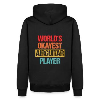 World's Okayest Air Guitar Player - Unleashed - Männer Premium Bio Hoodie - Schwarz - Hinten - Nico (187cm)