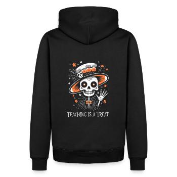 Skeleton Teacher Shirt 'Teaching is a Treat' - Men’s Premium Organic Hoodie - black - Back - Nico (187cm)