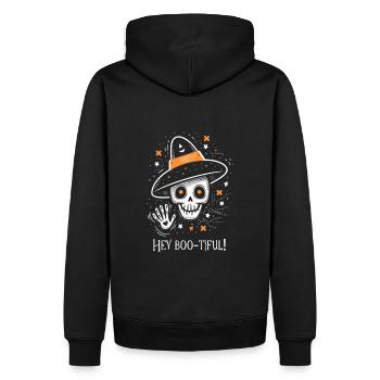 T-shirt d’Halloween squelette mignon, Hey Boo-tiful, - Sweat à capuche Premium bio Homme - noir - Dos - Nico (187cm)