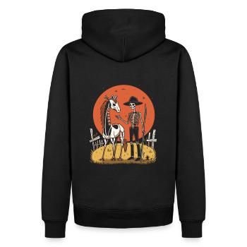 Halloween Skelett Farmer mit Pferd Shirt - Männer Premium Bio Hoodie - Schwarz - Hinten - Nico (187cm)