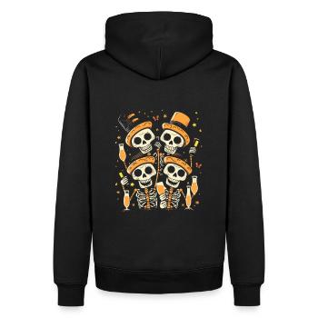 lustiges Halloween Party Skelett Drinking Shirt - Männer Premium Bio Hoodie - Schwarz - Hinten - Nico (187cm)