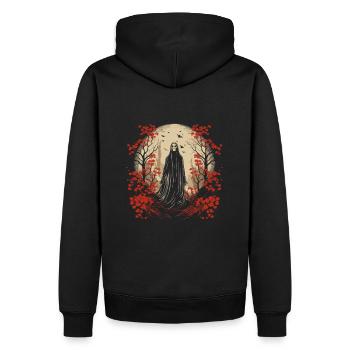Floral Spooky Halloween Ghosts T-shirt - Men’s Premium Organic Hoodie - black - Back - Nico (187cm)