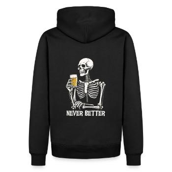 Sarcastic Skeleton Beer T-shirt - Sweat à capuche Premium bio Homme - noir - Dos - Nico (187cm)
