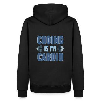 Coding Is My Cardio | Programmierer Fitness-Spaß - Männer Premium Bio Hoodie - Schwarz - Hinten - Nico (187cm)