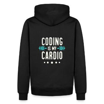 Coding Is My Cardio | Geeky Softwareentwickler - Männer Premium Bio Hoodie - Schwarz - Hinten - Nico (187cm)