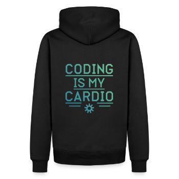 Coding Is My Cardio | Developer Fun - Männer Premium Bio Hoodie - Schwarz - Hinten - Nico (187cm)