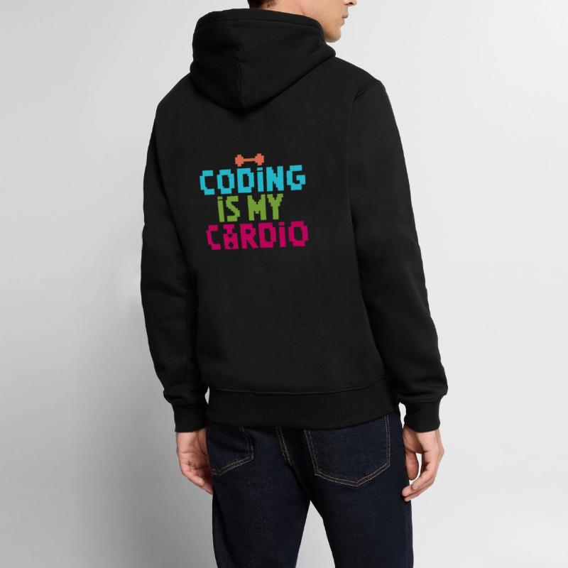 Le codage est mon cardio | Programmeur rétro 8 bits Sweat à capuche Premium bio Homme