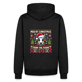Ugly Christmas Design für Kuhliebhaber - Männer Premium Bio Hoodie - Schwarz - Hinten - Nico (187cm)