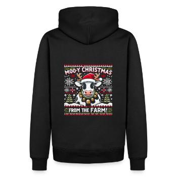 Ugly Christmas Design für Kuhliebhaber - Männer Premium Bio Hoodie - Schwarz - Hinten - Nico (187cm)