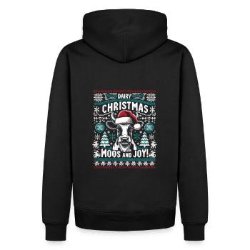 Ugly Christmas Design für Kuhliebhaber - Männer Premium Bio Hoodie - Schwarz - Hinten - Nico (187cm)