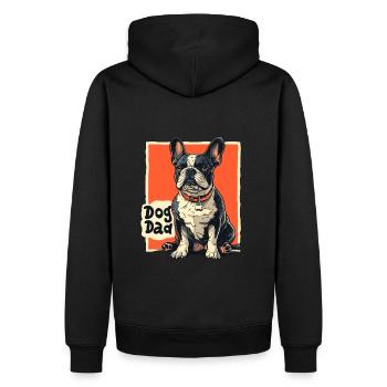 Bouledogue Français | Chemise Daddy Chiens - Sweat à capuche Premium bio Homme - noir - Dos - Nico (187cm)
