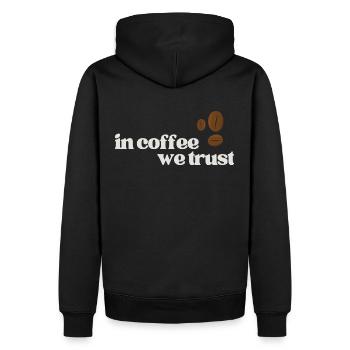 In Coffee We Trust (Coffee, Barista) - Men’s Premium Organic Hoodie - black - Back - Nico (187cm)