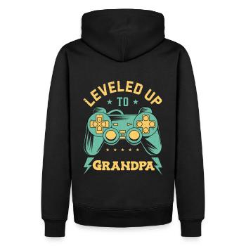 Leveled up to grandpa you're going to be grandpa - Men’s Premium Organic Hoodie - black - Back - Nico (187cm)