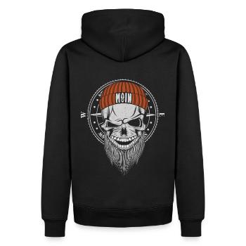 Moin Skull Windrose Kompass Totenkopf T-Shirt - Männer Premium Bio Hoodie - Schwarz - Hinten - Nico (187cm)