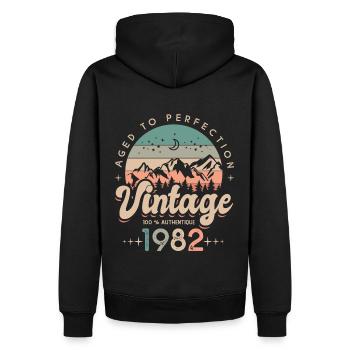 1982 Vintage anniversary 40 years - Men’s Premium Organic Hoodie - black - Back - Nico (187cm)