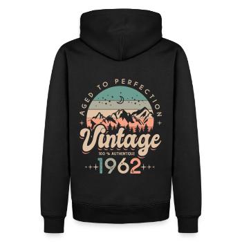 1962 Vintage anniversaire 60 ans - Sweat à capuche Premium bio Homme - noir - Dos - Nico (187cm)