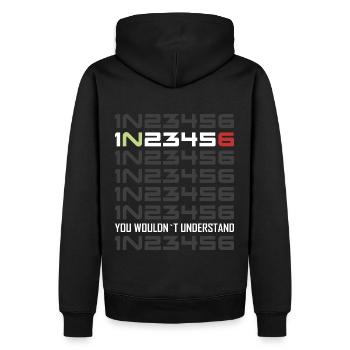 Motorrad Gangschaltung - Männer Premium Bio Hoodie - Schwarz - Hinten - Nico (187cm)