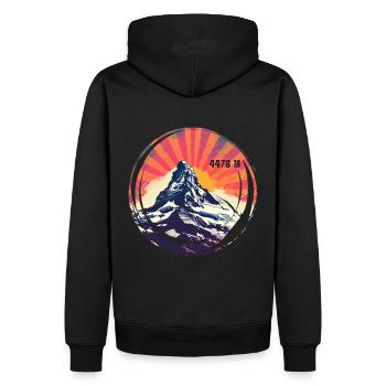 Matterhorn Höhe Wandern Zermatt Andenken Geschenk - Männer Premium Bio Hoodie - Schwarz - Hinten - Nico (187cm)