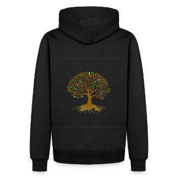 Baum Herbst bunt - Männer Premium Bio Hoodie - Schwarz - Hinten - Nico (187cm)