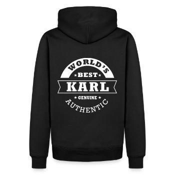 Karl, Karl - Männer Premium Bio Hoodie - Schwarz - Hinten - Nico (187cm)