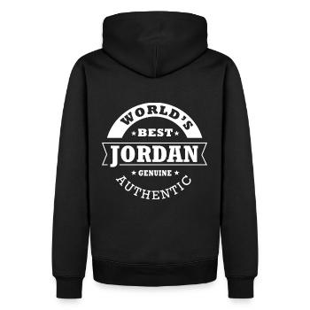 Jordanien Bestes Geschenk der Welt Vorname Jordanien - Männer Premium Bio Hoodie - Schwarz - Hinten - Nico (187cm)