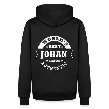 Johan world s best cadeau prénom johan - Sweat à capuche Premium bio Homme - noir - Dos - Nico (187cm)