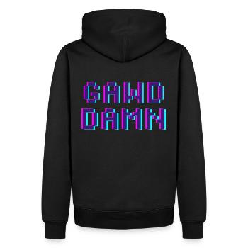 « Gawd Damn » Drôle Dicton drôle - Sweat à capuche Premium bio Homme - noir - Dos - Nico (187cm)