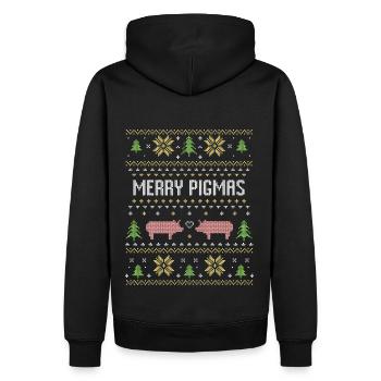 Weihnachten Landwirt rosa Schwein Bauer Geschenk - Männer Premium Bio Hoodie - Schwarz - Hinten - Nico (187cm)