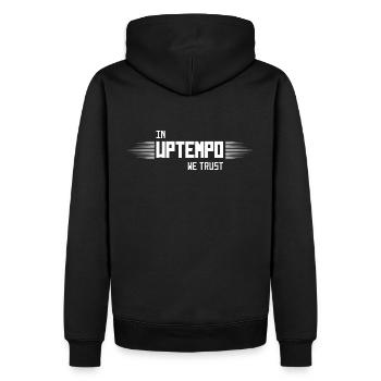In Uptempo We Trust - Men’s Premium Organic Hoodie - black - Back - Nico (187cm)