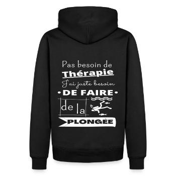 T shirt plongée ma thérapie plongée humour cadeau - Sweat à capuche Premium bio Homme - noir - Dos - Nico (187cm)