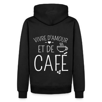 vivre d'amour et de café humour café cadeau. - Sweat à capuche Premium bio Homme - noir - Dos - Nico (187cm)