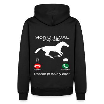 T shirt cheval mon cheval m'appelle humour cadeau. - Sweat à capuche Premium bio Homme - noir - Dos - Nico (187cm)