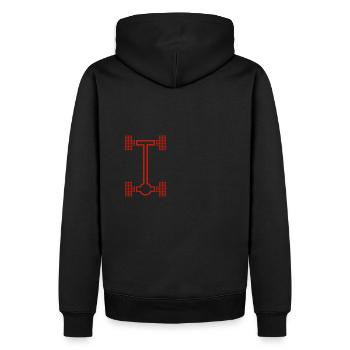 Quattro Arrière Impression intégrale C3 C4 80 100 200 - Sweat à capuche Premium bio Homme - noir - Dos - Nico (187cm)